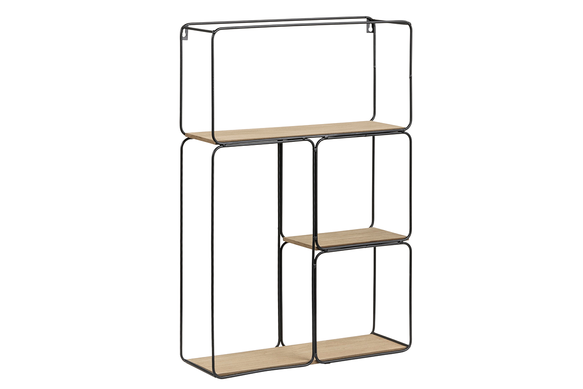 Scaffale da parete design in metallo Nero e Legno BRICK