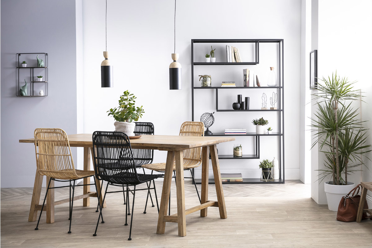 Scaffale da parete design in metallo Nero e Legno BRICK