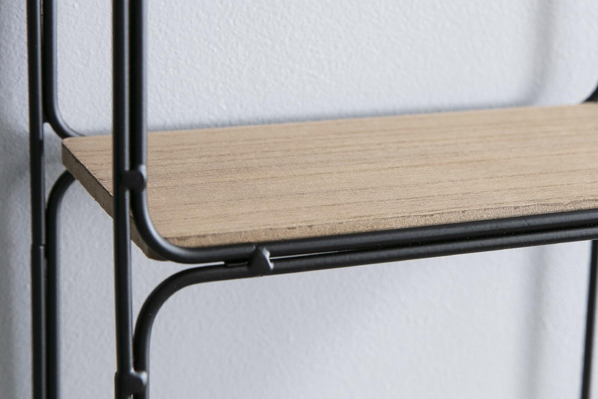 Scaffale da parete design in metallo Nero e Legno BRICK