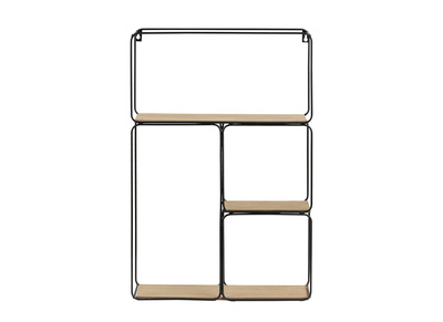 Scaffale da parete design in metallo Nero e Legno BRICK