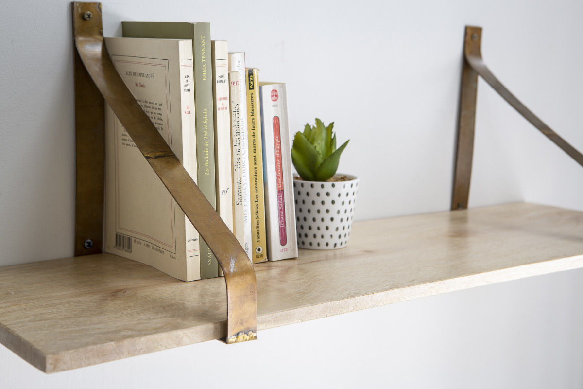 Scaffale da parete in metallo Ruggine e legno 80cm MODO