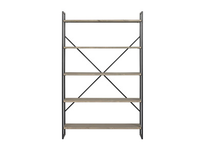 Scaffale libreria industriale in metallo e abete, modello: CROSS