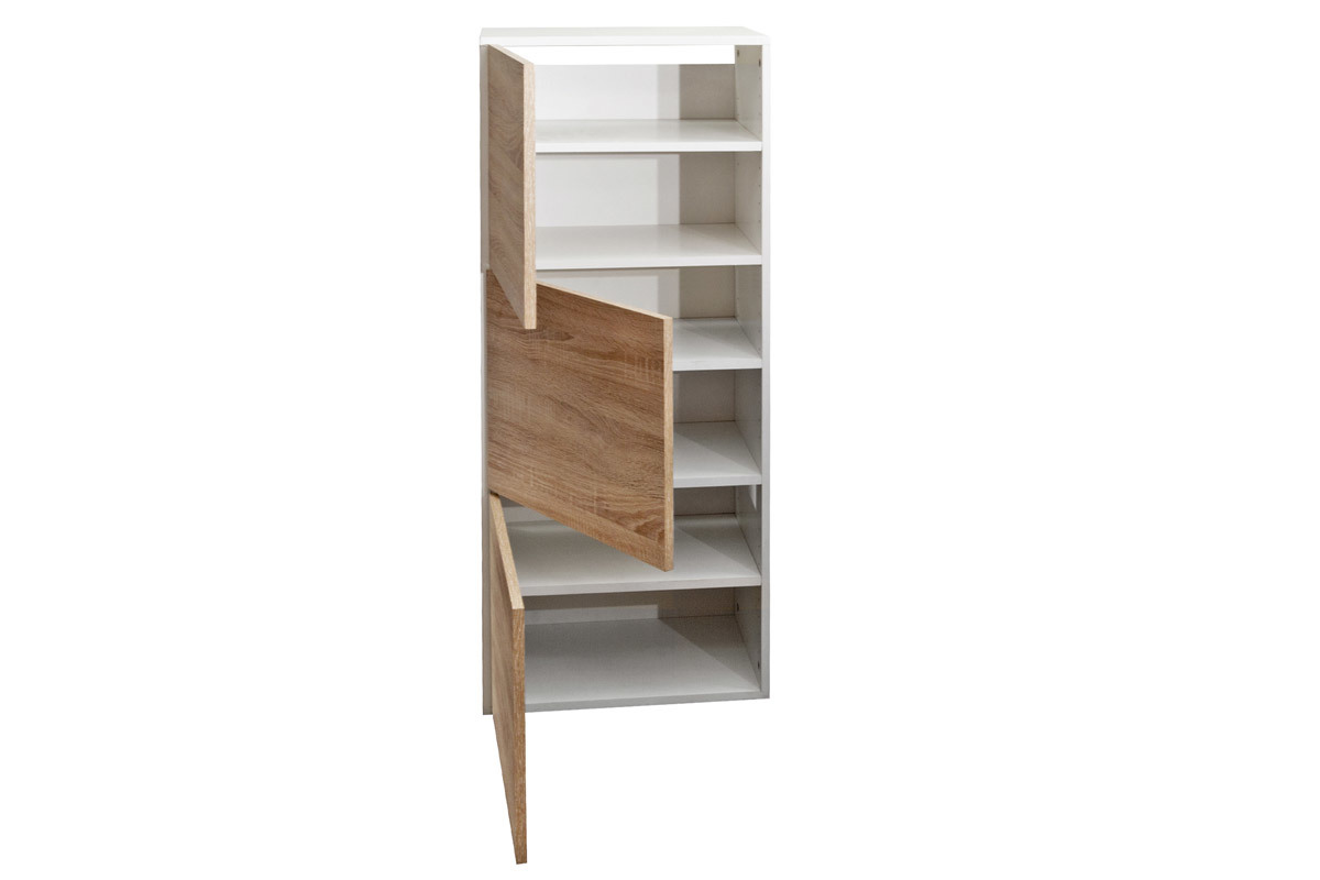 Scarpiera design bianca e legno 3 porte BOBBY