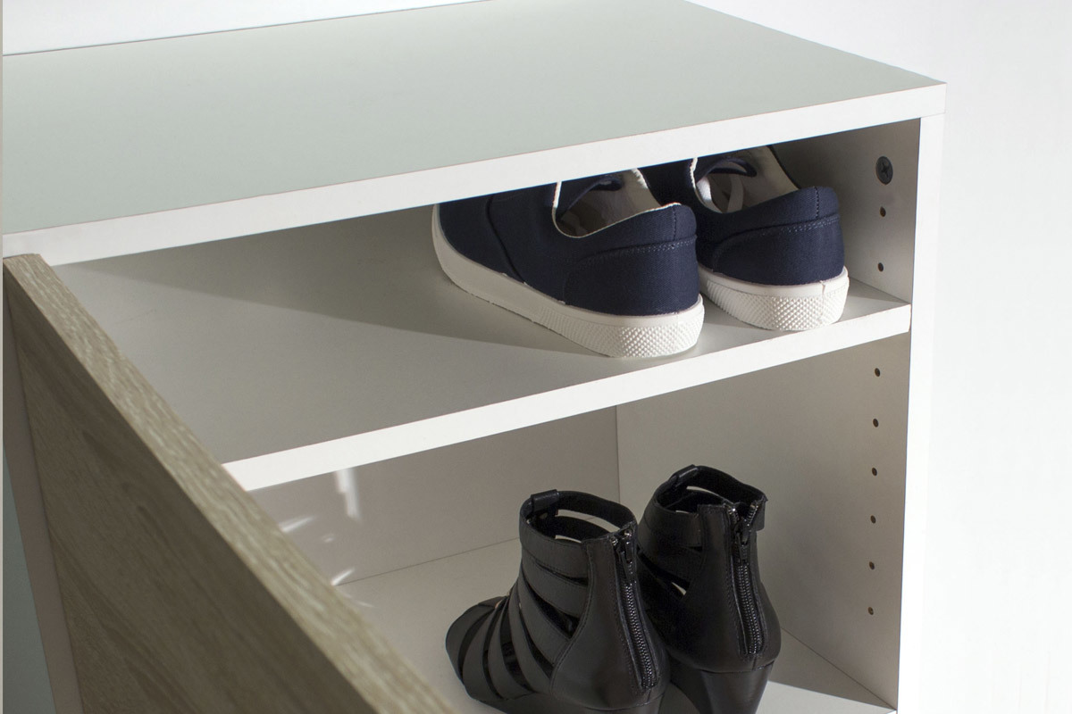 Scarpiera design bianca e legno 3 porte BOBBY