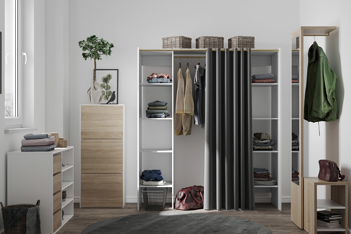 Scarpiera design bianca e legno 3 porte BOBBY