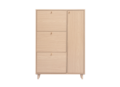 Scarpiera finitura legno chiaro rovere e metallo dorato L90 cm SILVESTRE