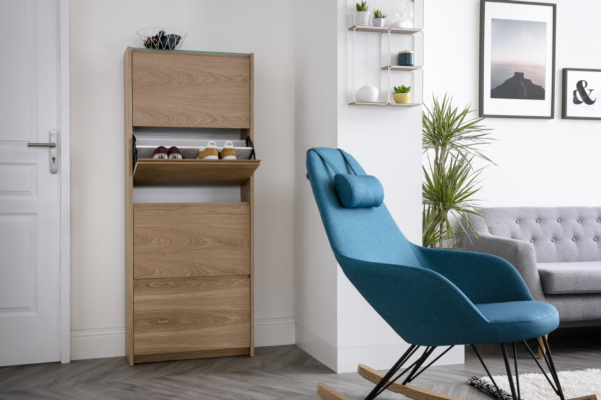 Scarpiera scandinava 4 scomparti in quercia ZAPPA