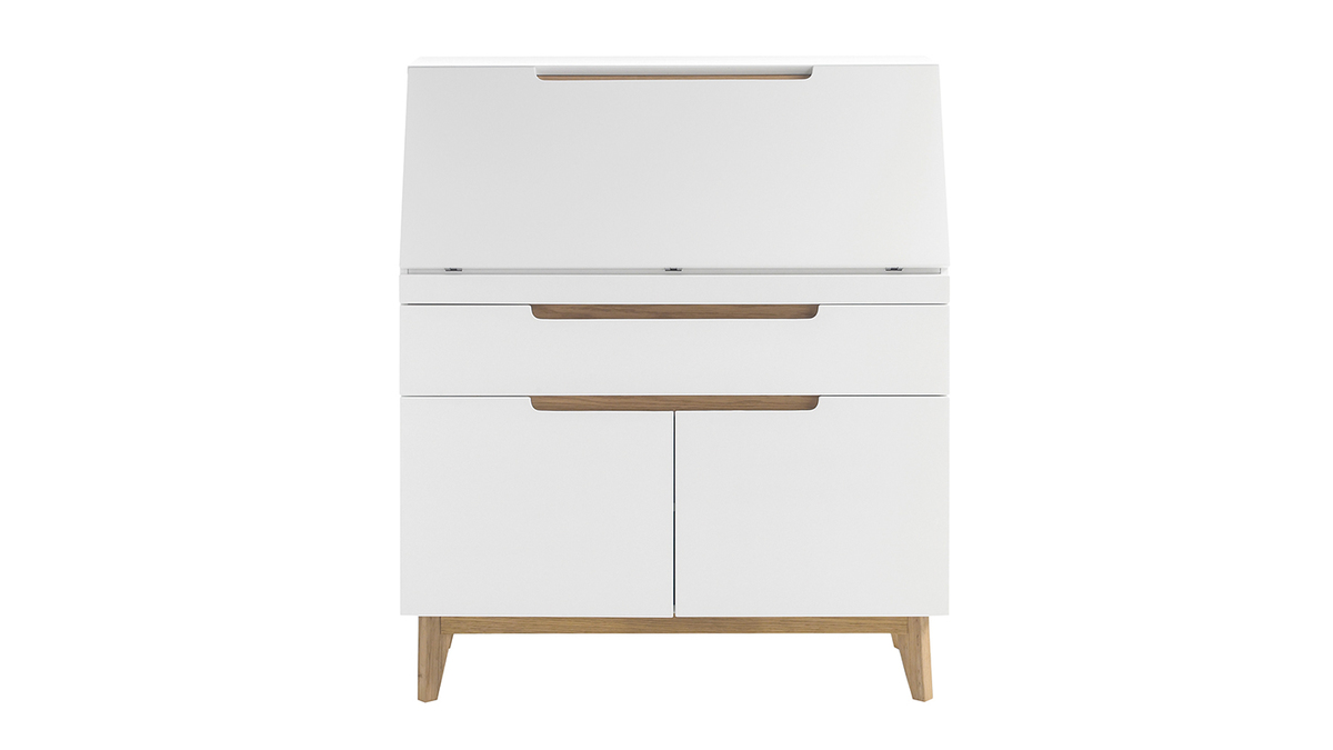 Scrittoio scandinavo bianco opaco e legno SKIVE