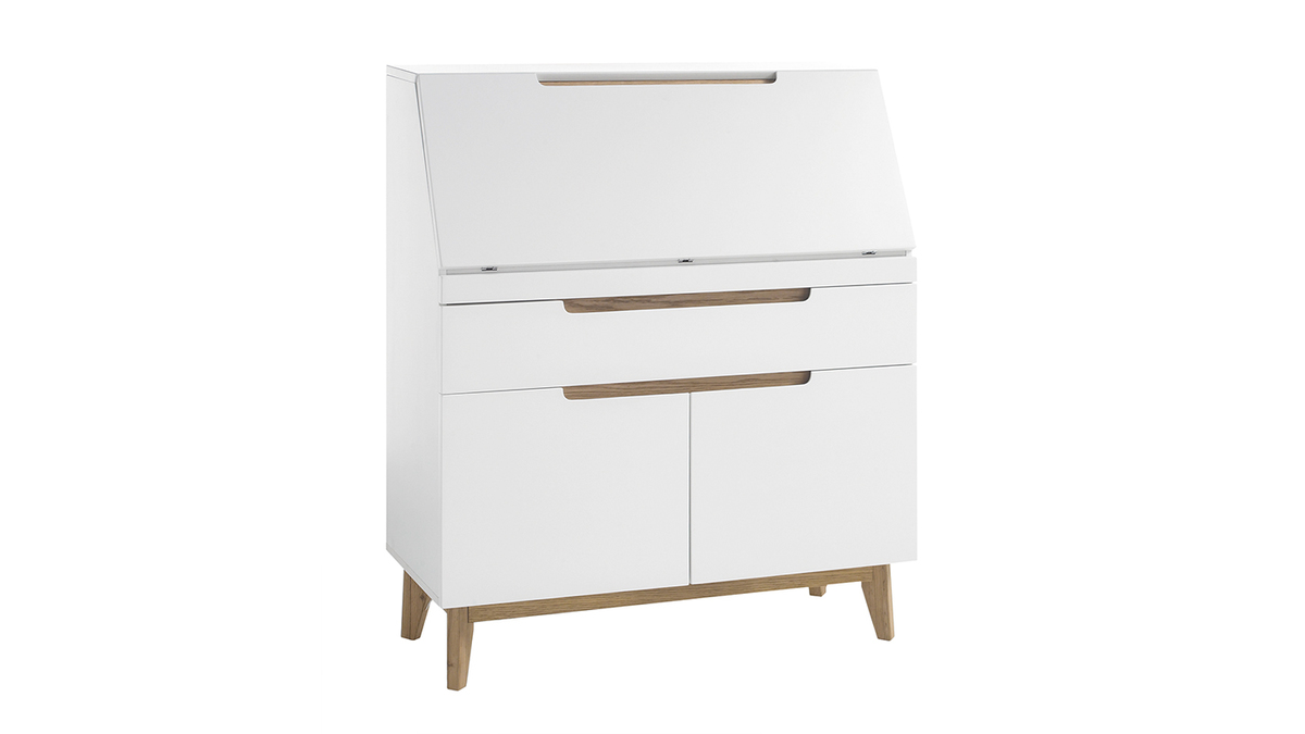 Scrittoio scandinavo bianco opaco e legno SKIVE