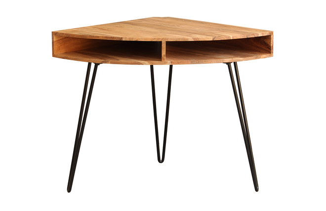 Scrivania angolare in massello di acacia e metallo nero GOSBY