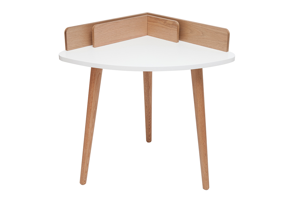 Scrivania angolare scandinava legno e bianco TOGARY