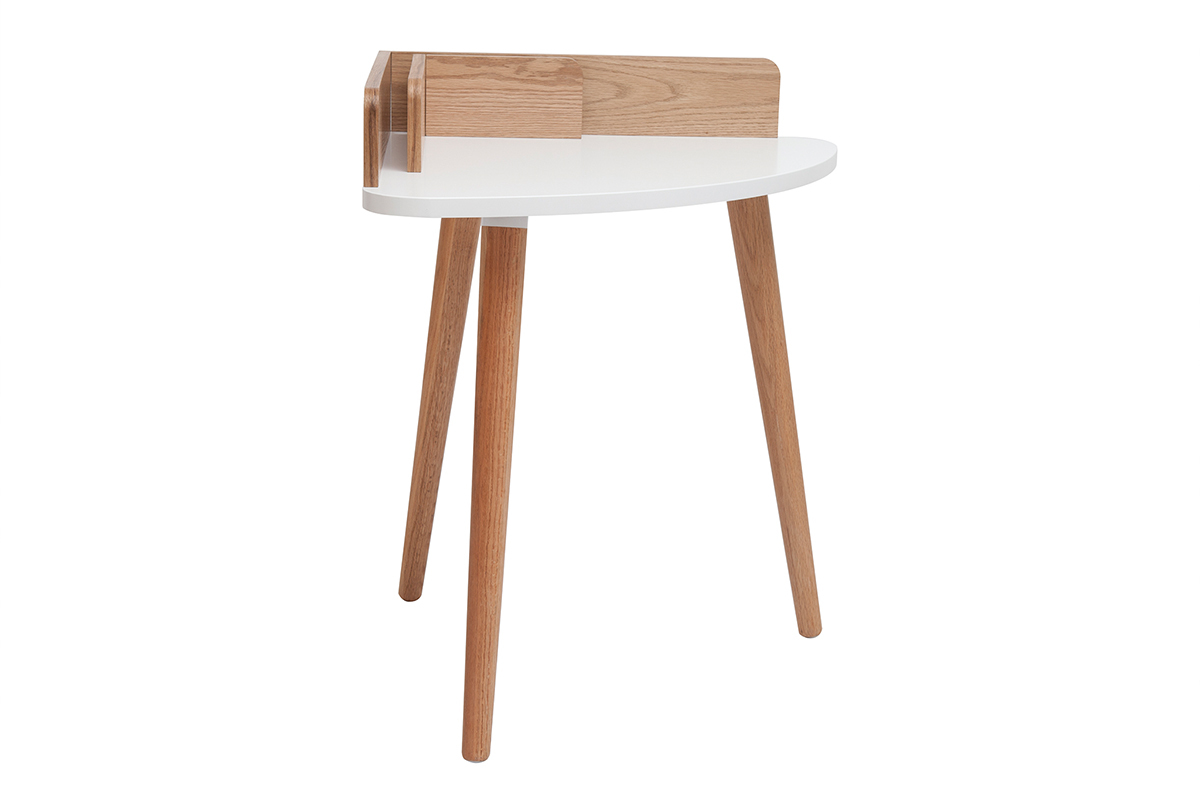 Scrivania angolare scandinava legno e bianco TOGARY