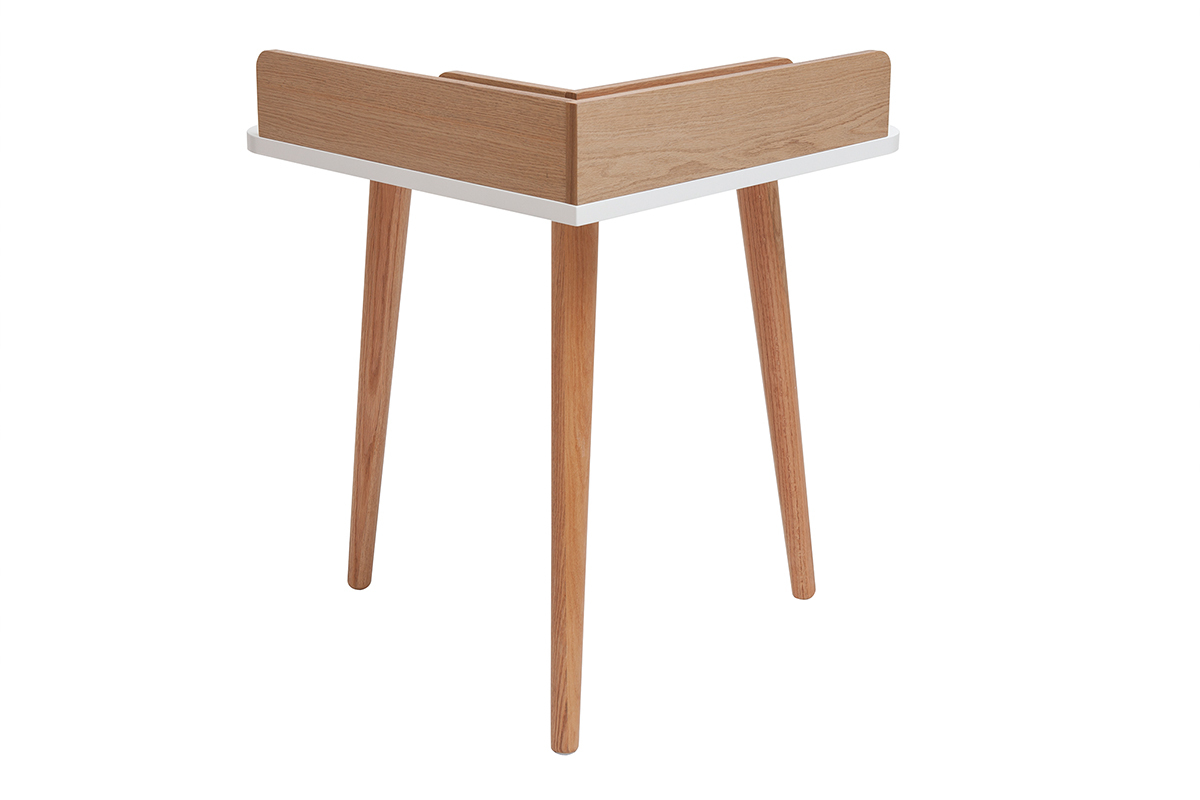 Scrivania angolare scandinava legno e bianco TOGARY