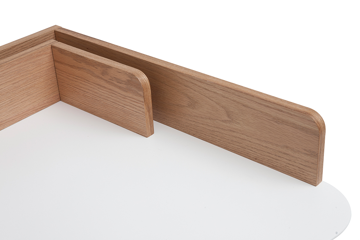 Scrivania angolare scandinava legno e bianco TOGARY
