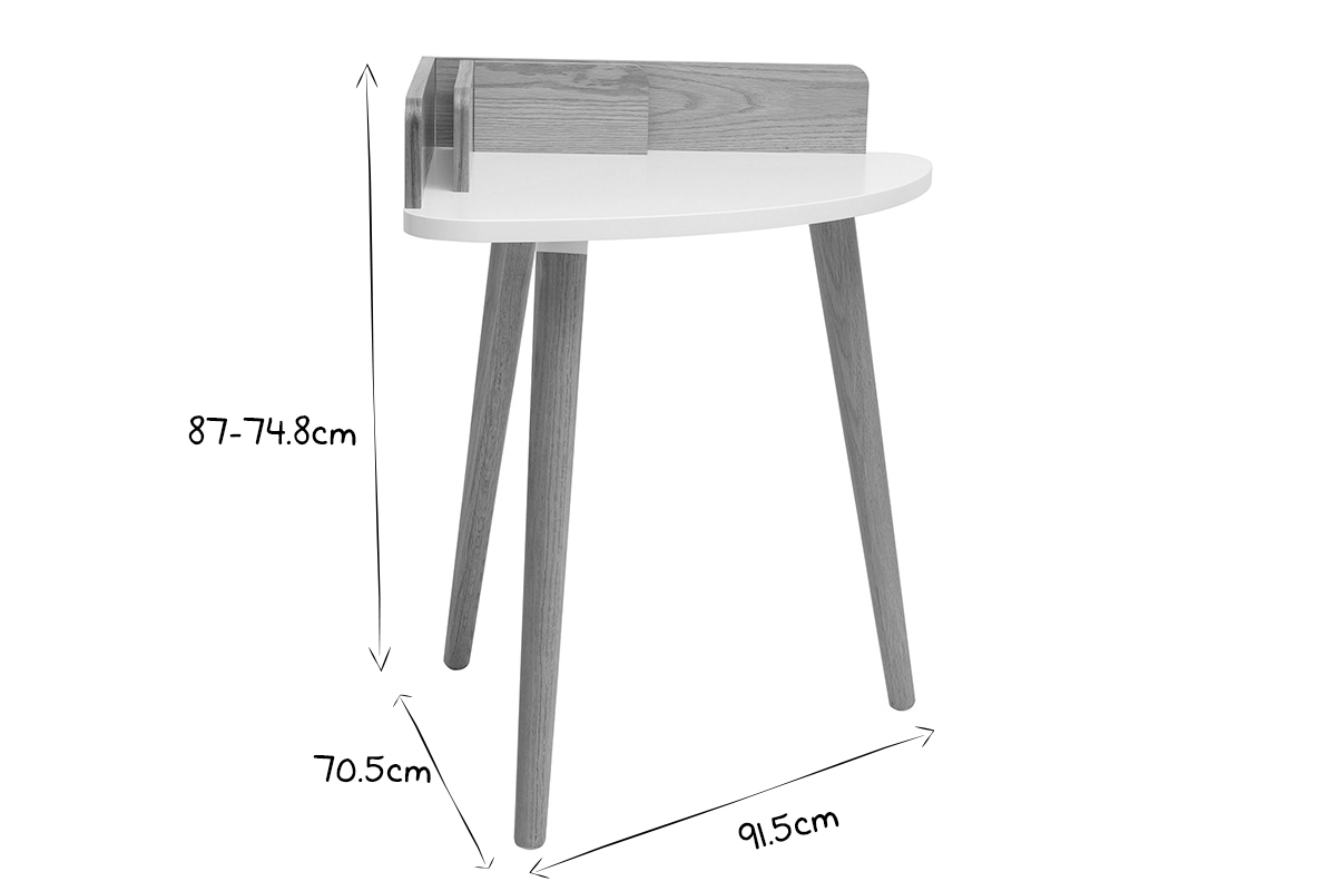 Scrivania angolare scandinava legno e bianco TOGARY