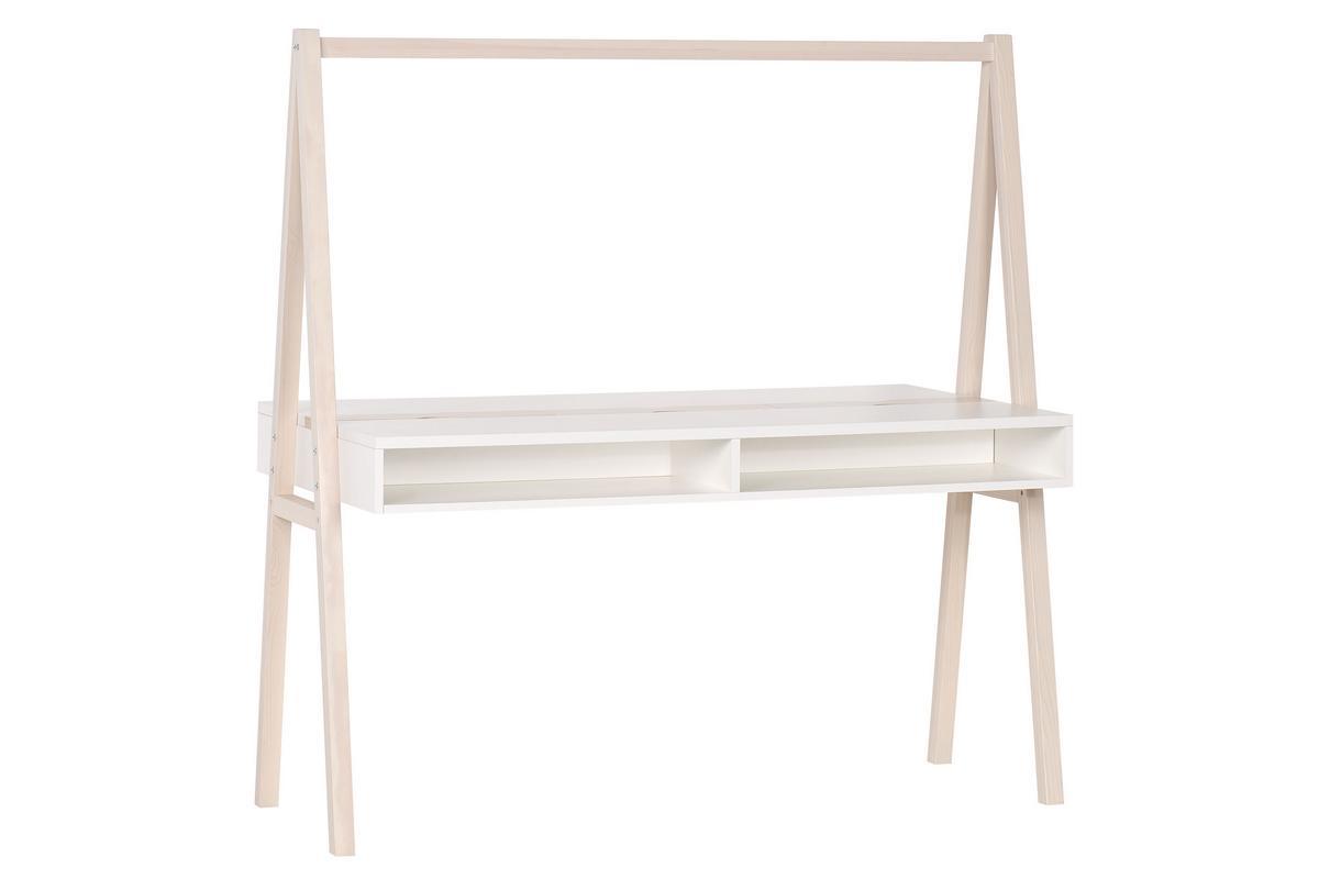 Scrivania bambini doppio ripiano legno chiaro e bianco EASY