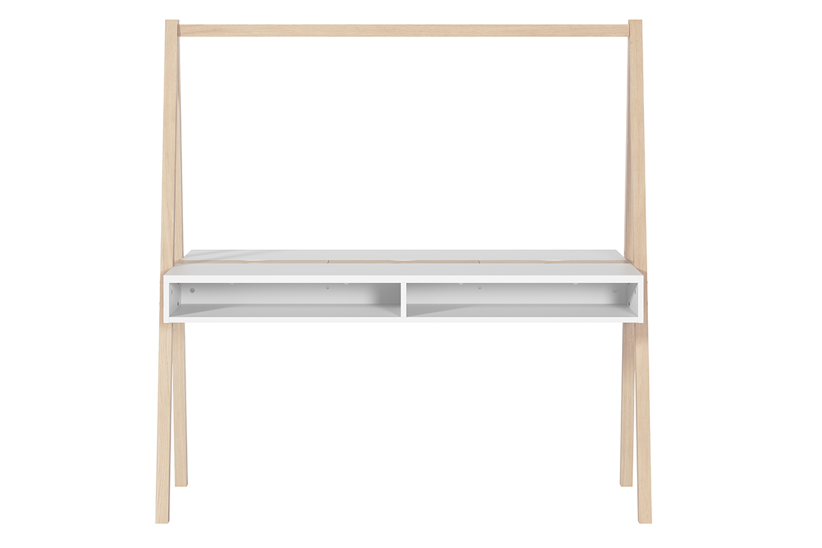 Scrivania bambini doppio ripiano legno chiaro e bianco EASY