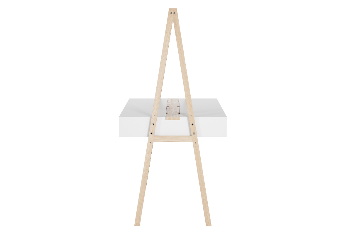 Scrivania bambini doppio ripiano legno chiaro e bianco EASY
