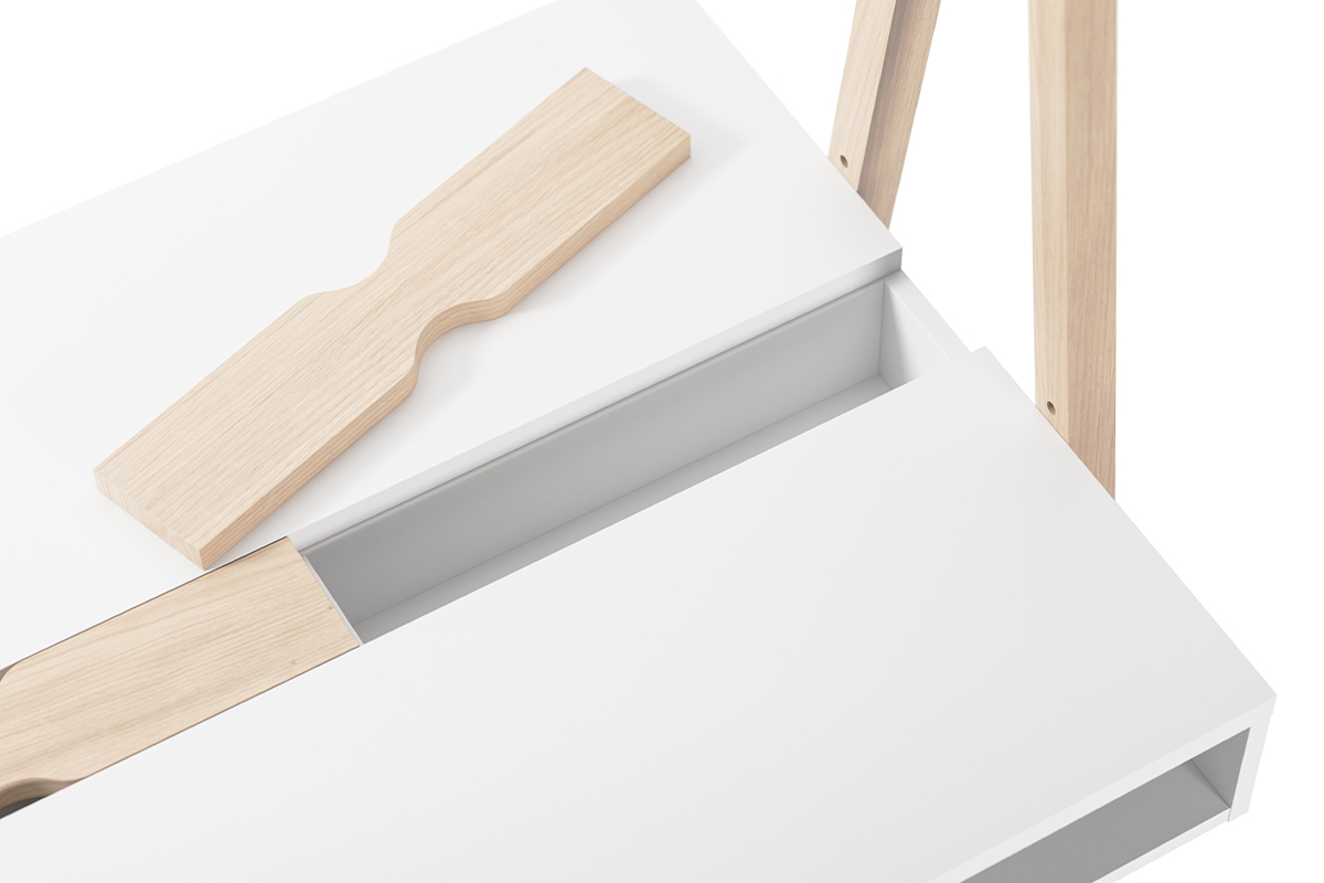 Scrivania bambini doppio ripiano legno chiaro e bianco EASY