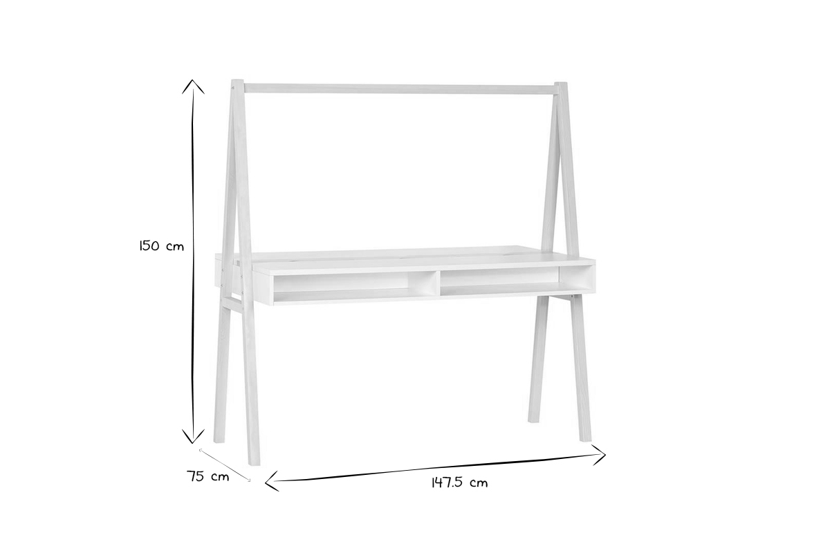 Scrivania bambini doppio ripiano legno chiaro e bianco EASY
