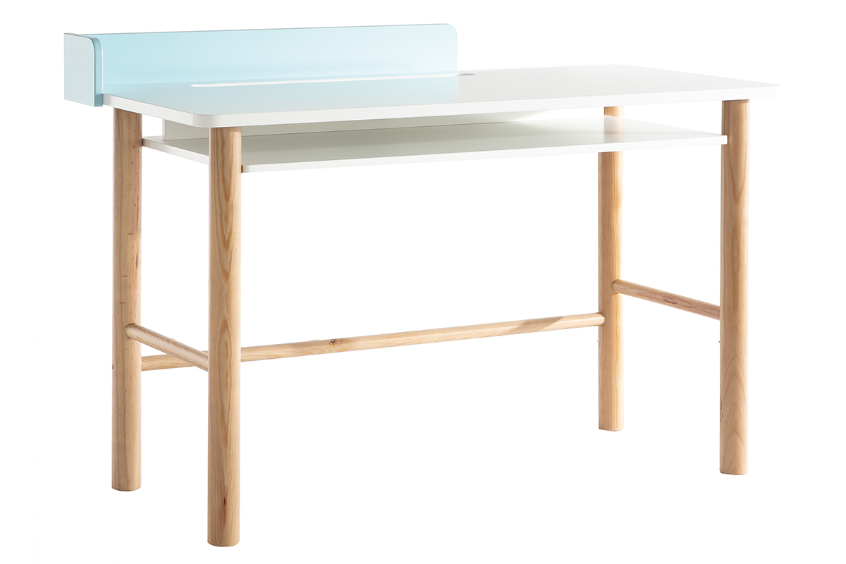 Scrivania bambino con banco blu e legno chiaro BERTY