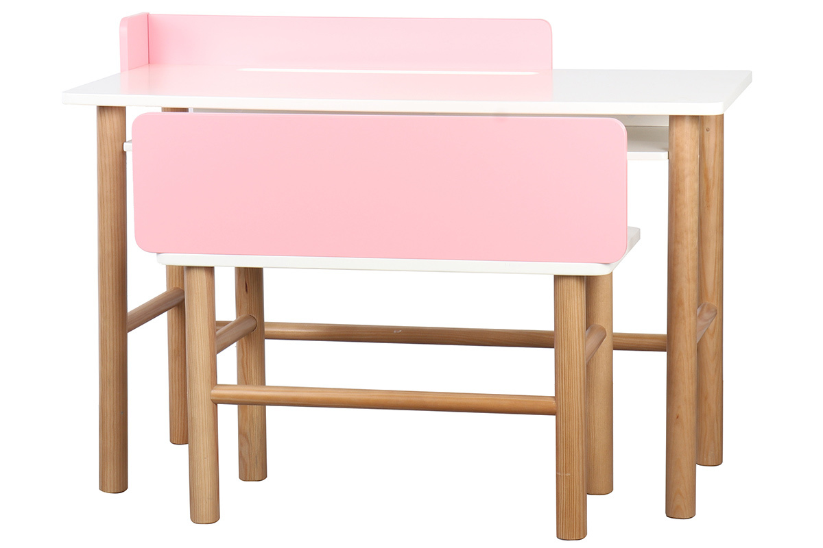 Scrivania bambino con banco rosa e legno chiaro BERTY