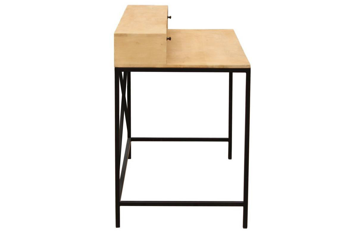 Scrivania con cassetti in legno di mango e metallo nero OPIUM