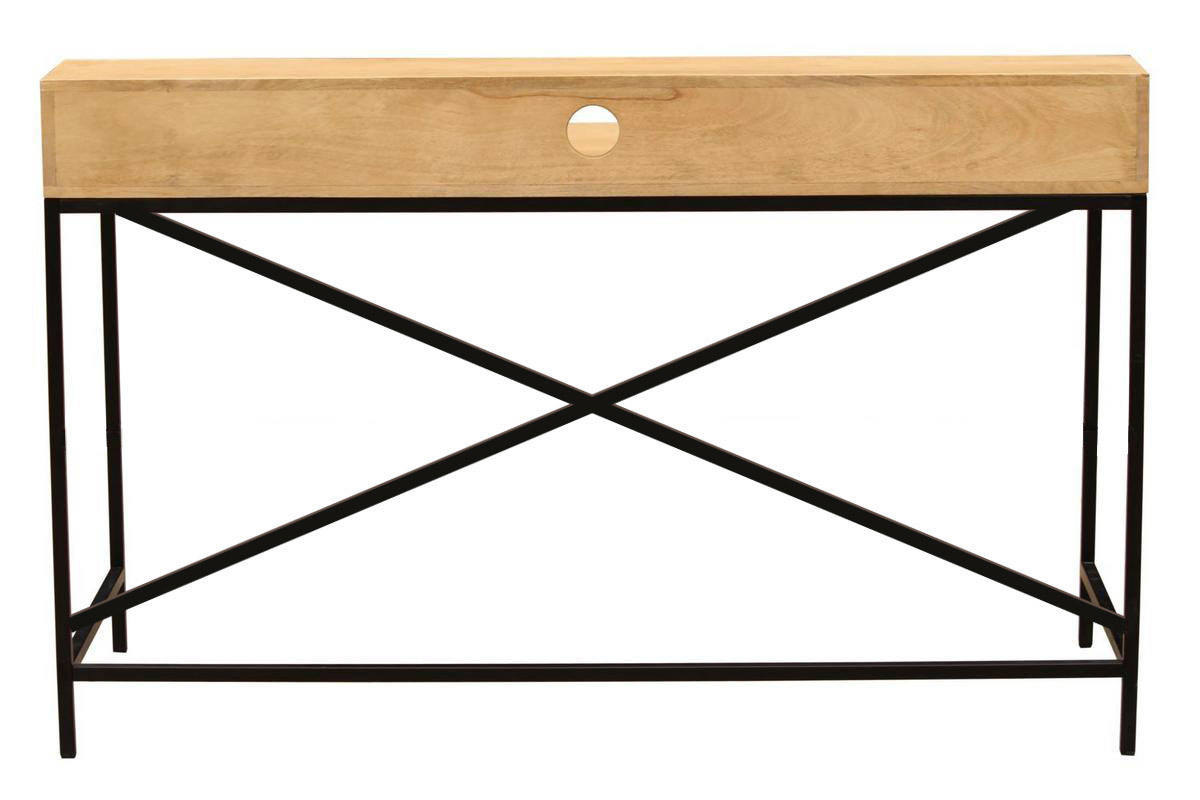 Scrivania con cassetti in legno di mango e metallo nero OPIUM