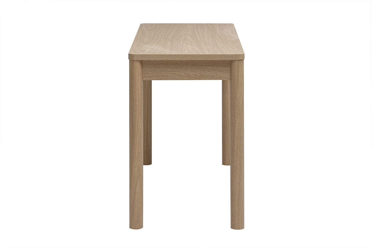 Bureau avec tiroir finitura legno chiaro rovere, vista di profilo, dimensioni L120 cm.