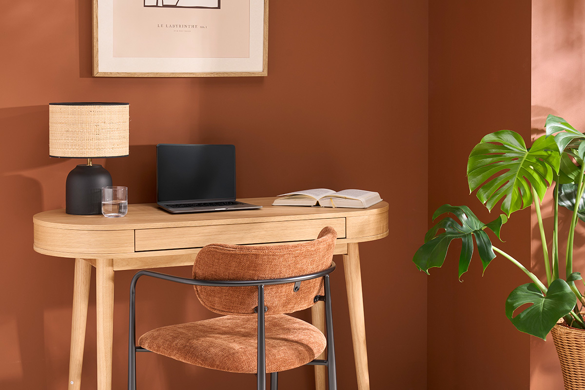 Scrivania con cassetto in legno chiaro L120 cm JUDITH