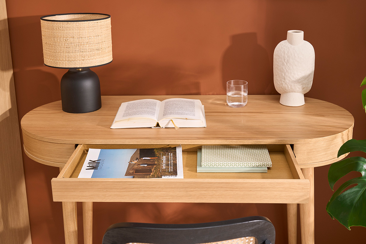 Scrivania con cassetto in legno chiaro L120 cm JUDITH
