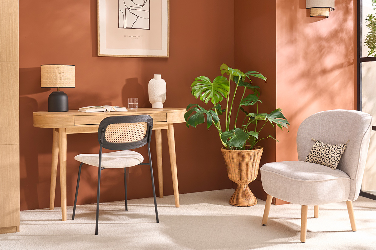 Scrivania con cassetto in legno chiaro L120 cm JUDITH