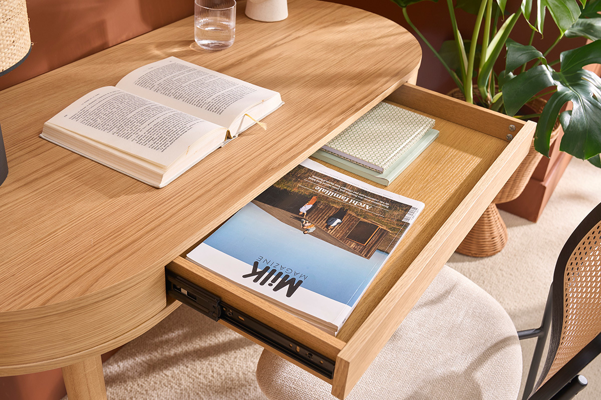 Scrivania con cassetto in legno chiaro L120 cm JUDITH