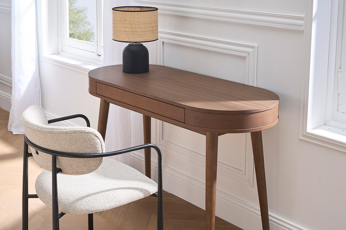 Scrivania con cassetto in legno scuro L120 cm JUDITH