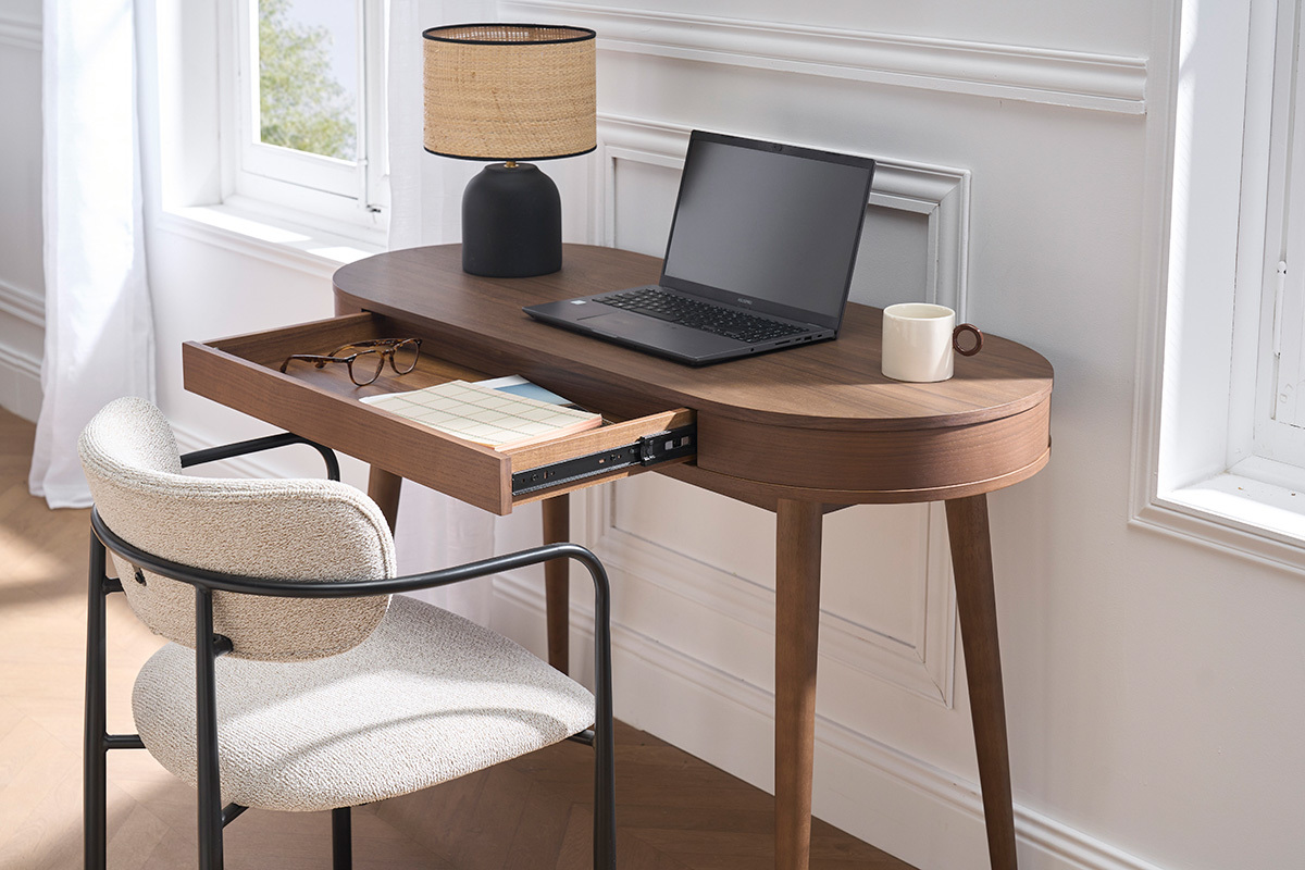 Scrivania con cassetto in legno scuro L120 cm JUDITH