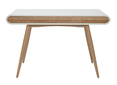 Scrivania con ripiani 2 cassetti scandinava legno chiaro e bianco L120 cm BJORG