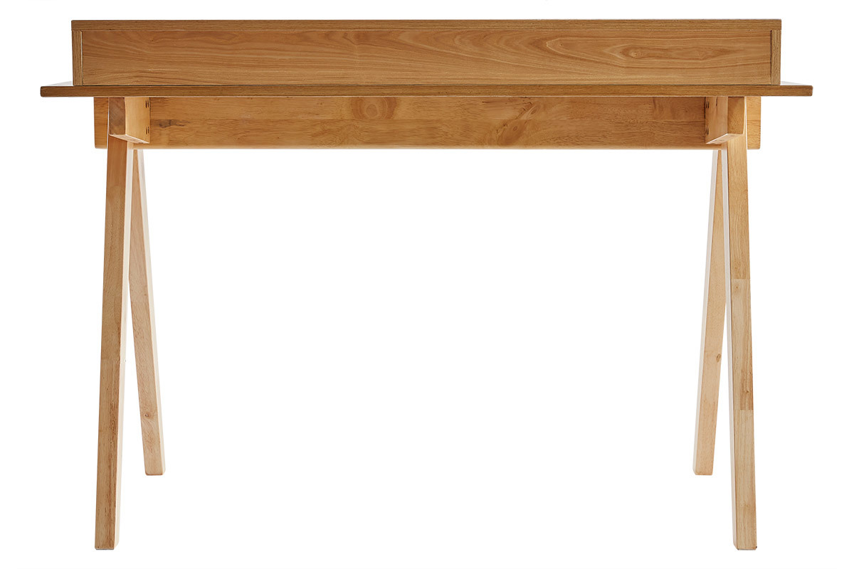 Scrivania con scomparti legno chiaro L120 cm PULITO