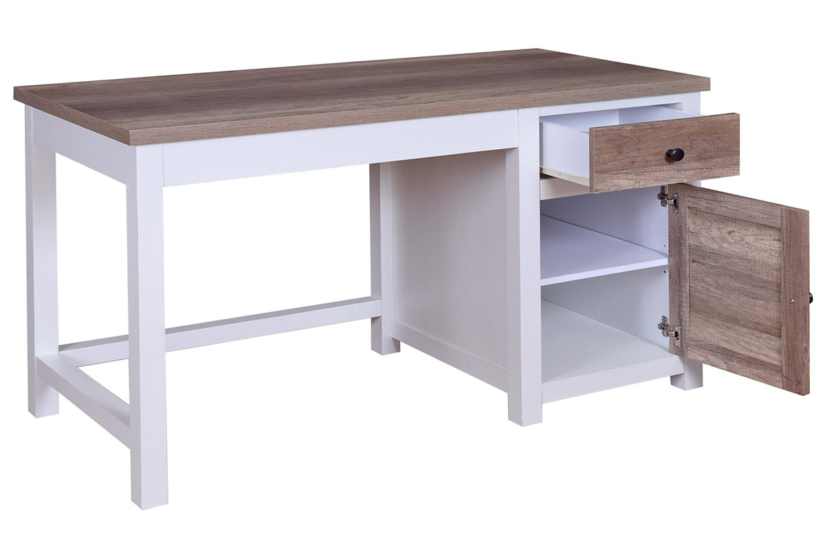 Scrivania con spazi per riporre i propri oggetti in legno Bianco PAGNOL