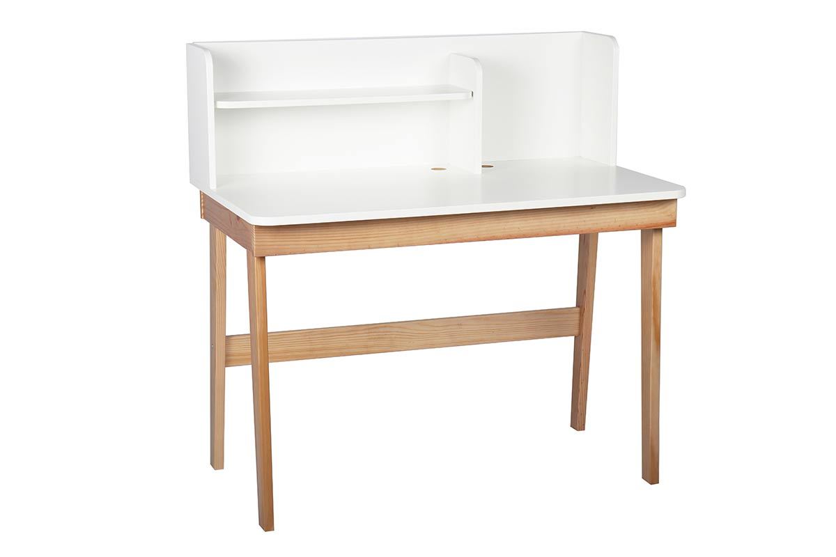 Scrivania da bambino Bianco e legno L105 cm KUN