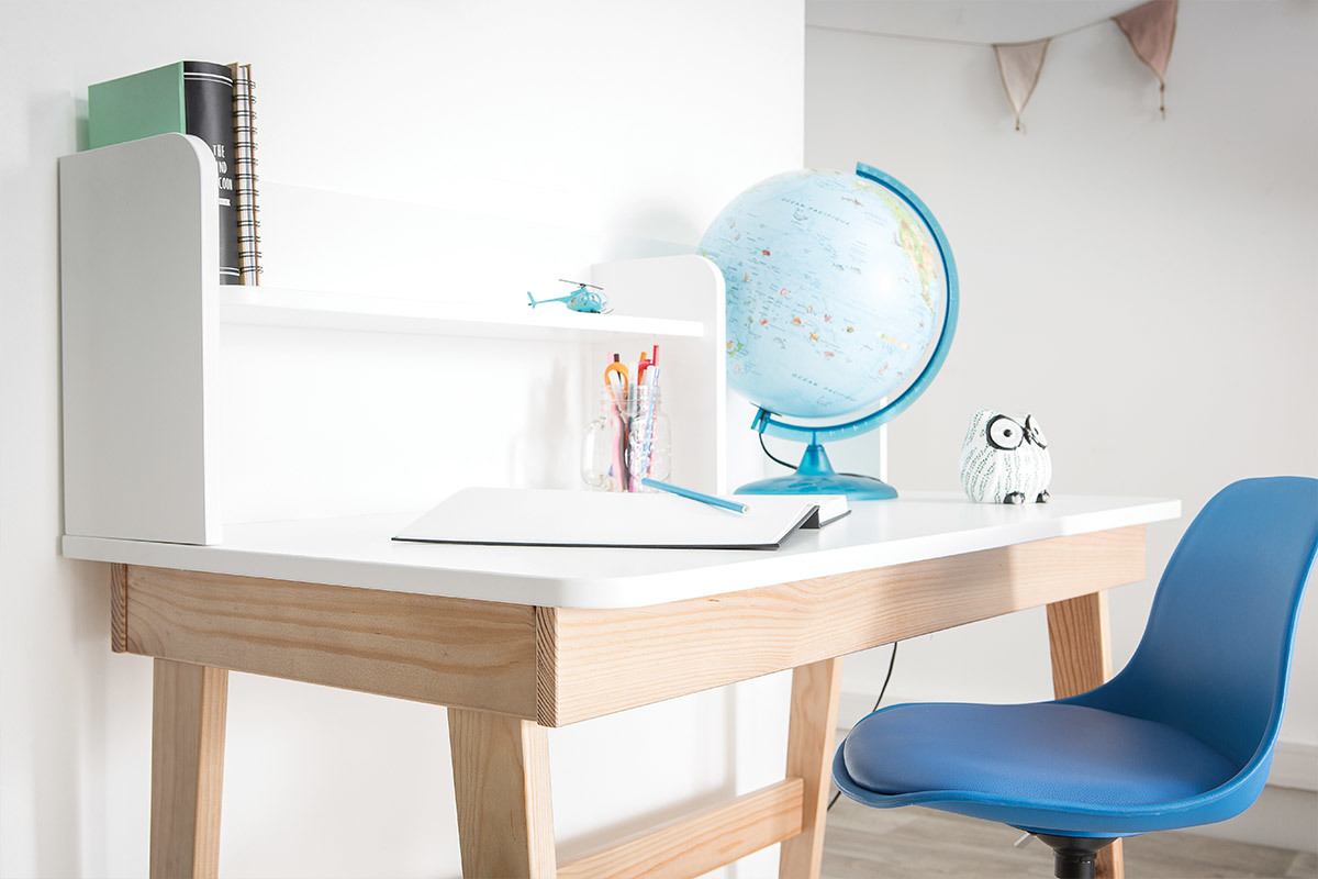 Scrivania da bambino Bianco e legno L105 cm KUN