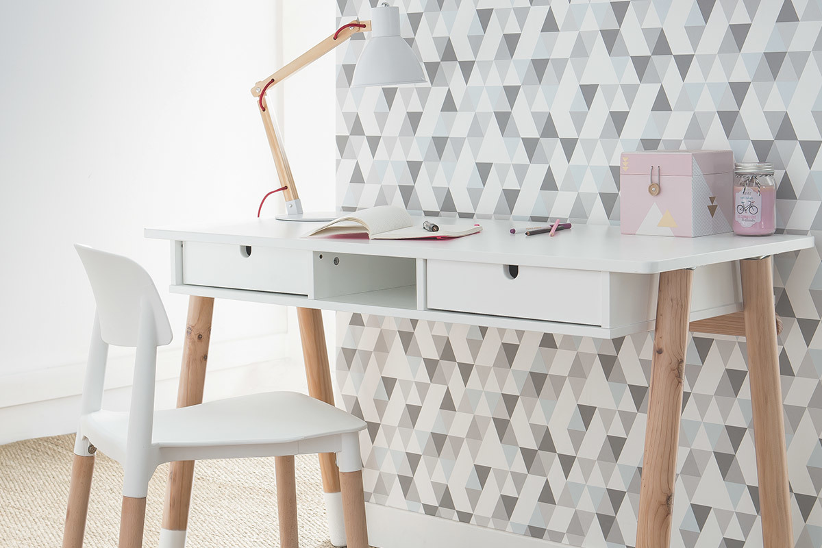 Scrivania da bambino Bianco e legno L120 cm PILOTI