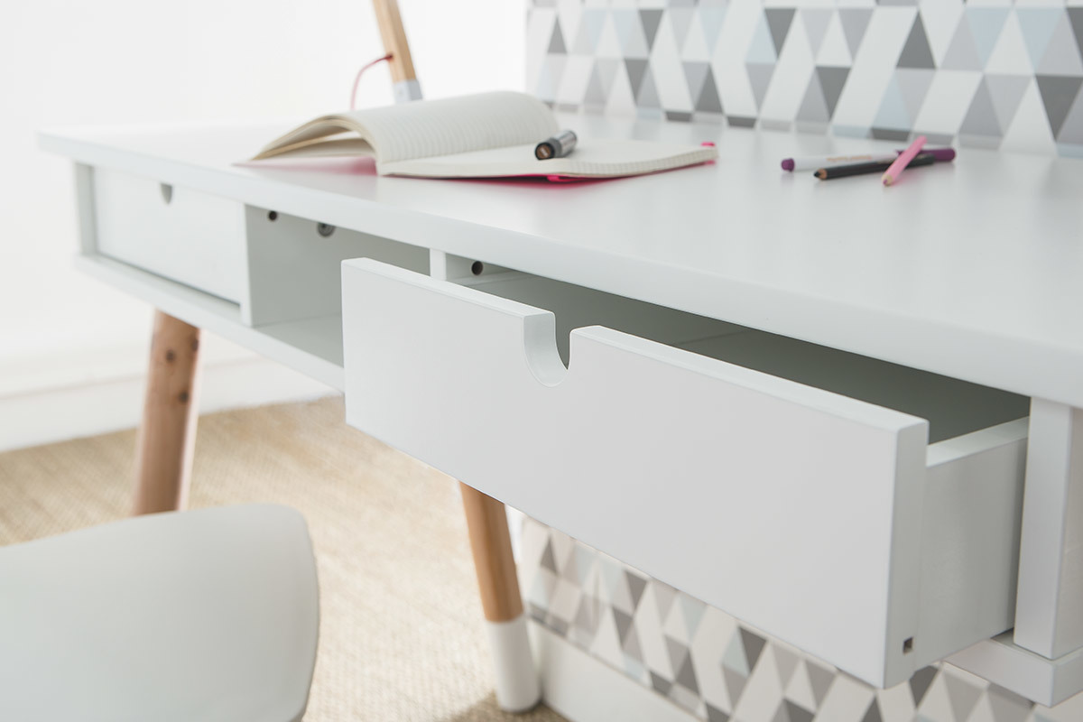 Scrivania da bambino Bianco e legno L120 cm PILOTI