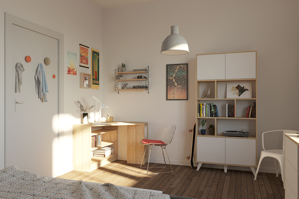 Scrivania d'angolo design legno chiaro CORNER