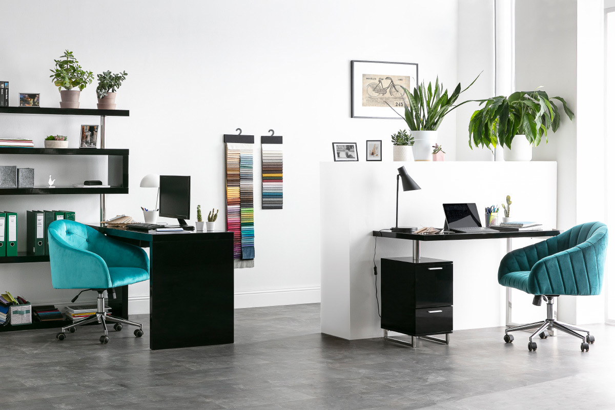 Scrivania design 2 cassetti laccata nera LEXI