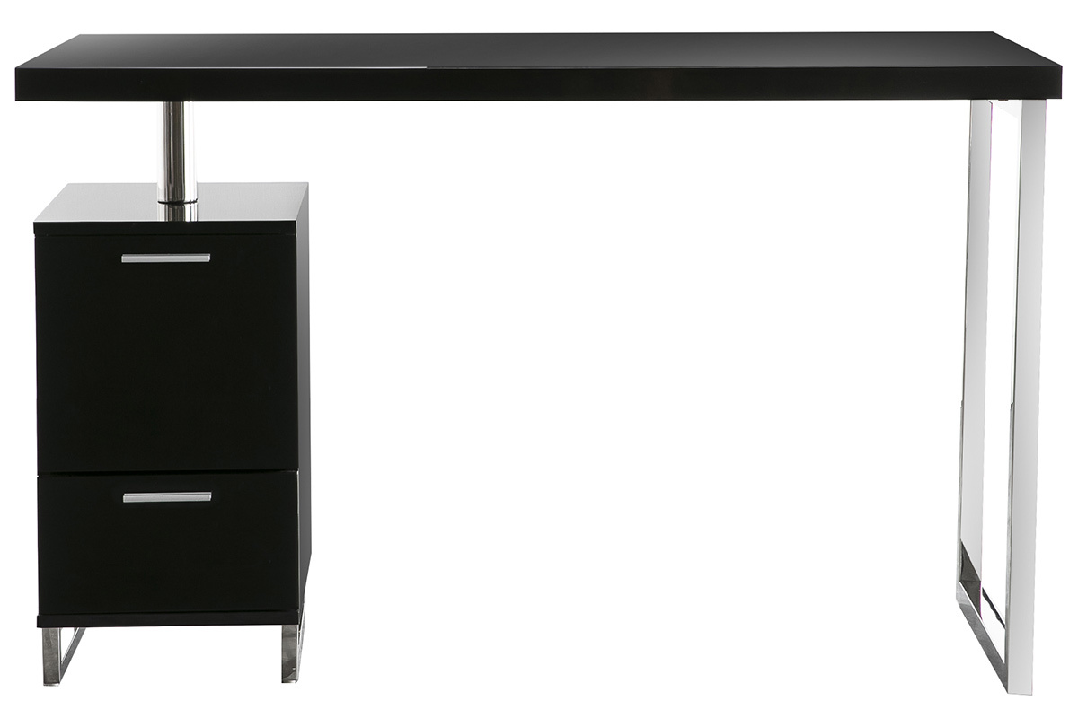 Scrivania design 2 cassetti laccata nera LEXI