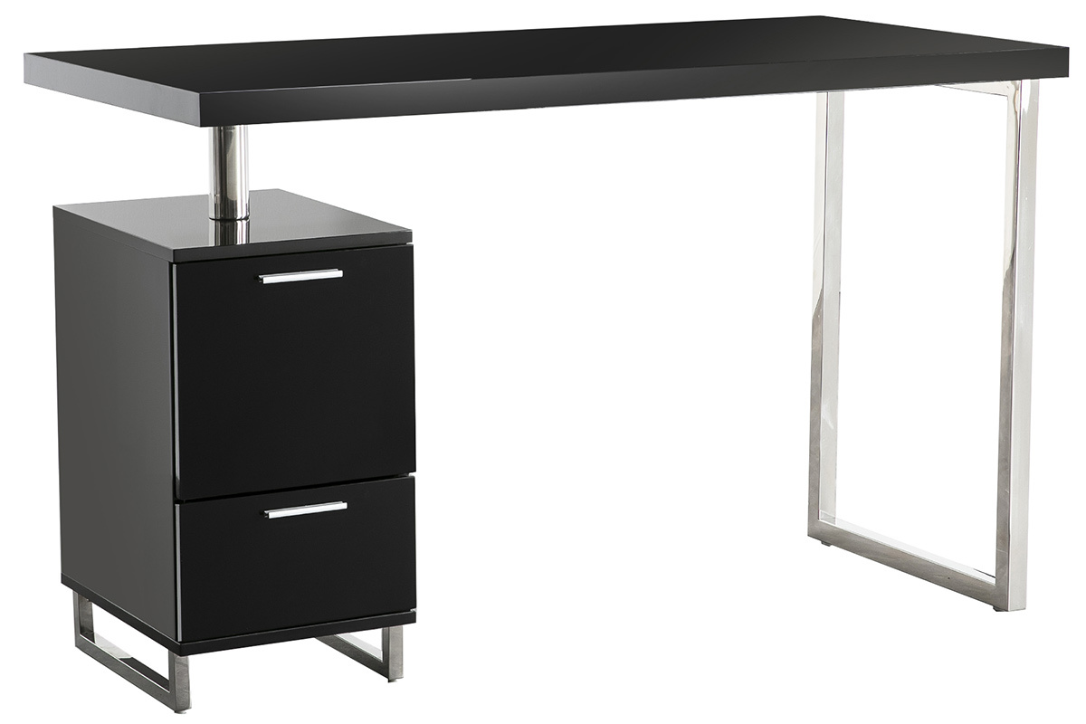Scrivania design 2 cassetti laccata nera LEXI