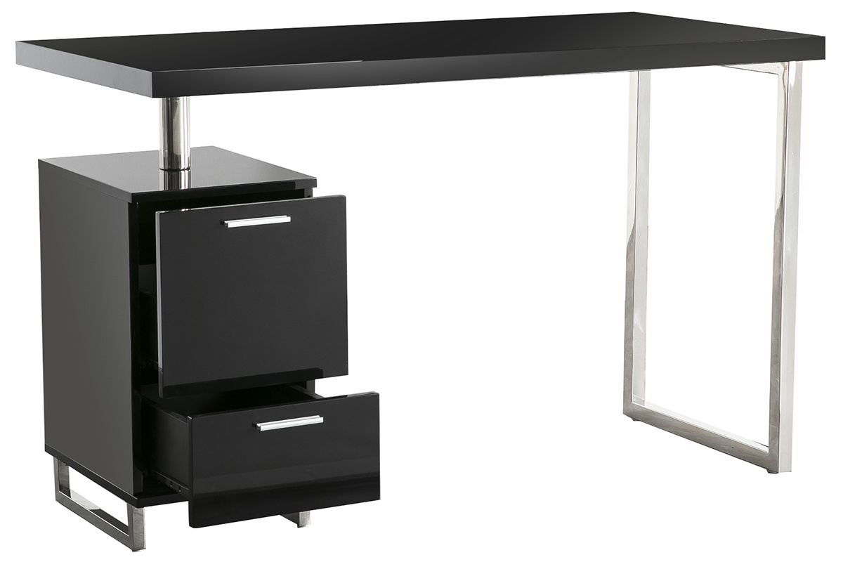 Scrivania design 2 cassetti laccata nera LEXI