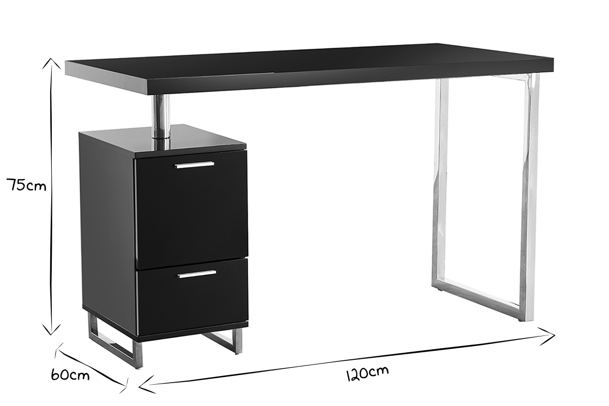 Scrivania design 2 cassetti laccata nera LEXI