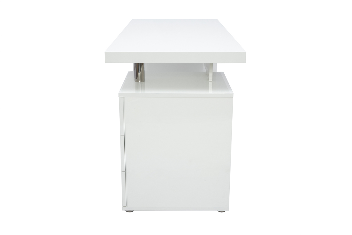 Scrivania design 3 cassetti laccata in bianco CALIX