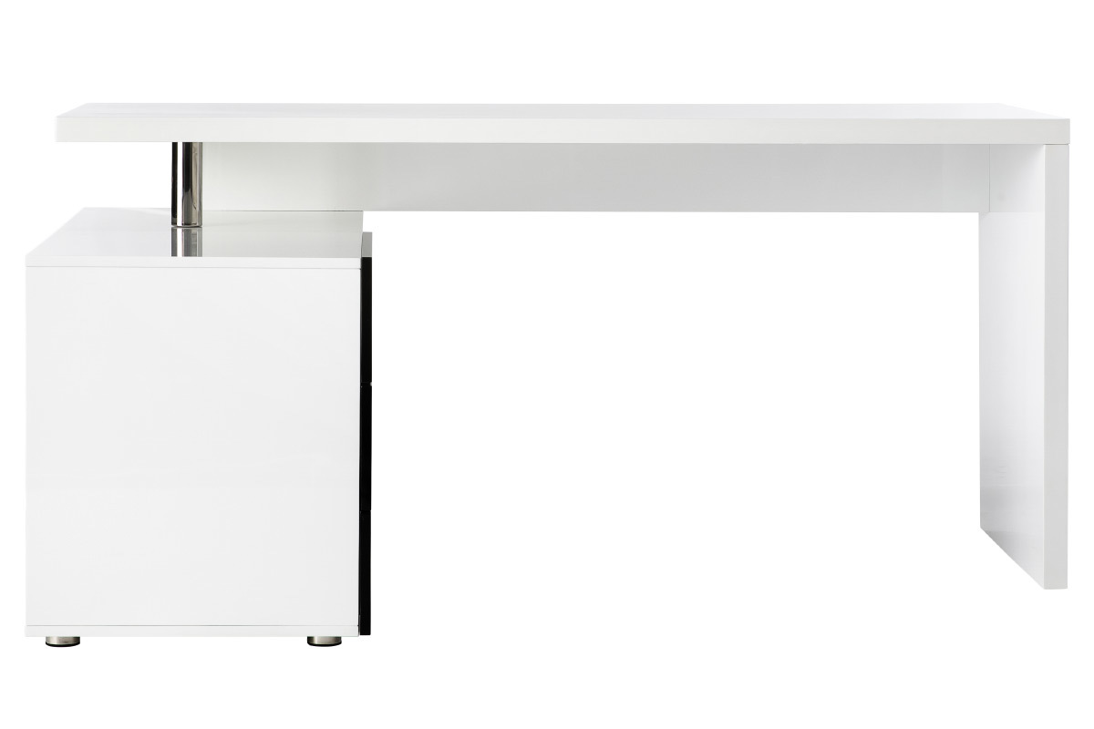 Scrivania design bianca e nera laccata cassetti lato sinistro MAXI